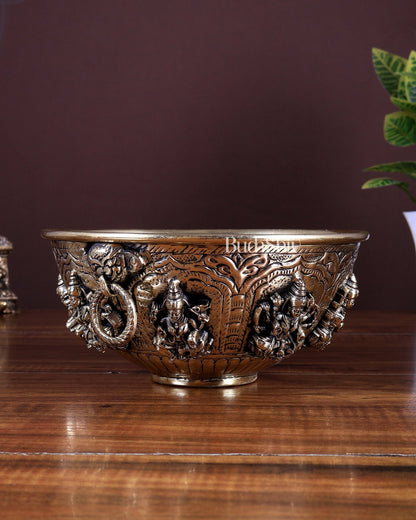 Brass Superfine Ashtalakshmi Bowl | Sacred Pooja Bowl for Daily Rituals (7 Inch) - Budhshiv.com