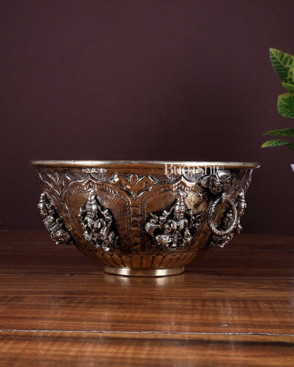 Brass Superfine Ashtalakshmi Bowl | Sacred Pooja Ritual Bowl (8 Inch) - Budhshiv.com