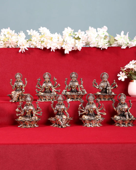 Brass Superfine Ashtalakshmi Idol Set – Eight Forms of Goddess Lakshmi (5 Inches Each) - Budhshiv.com