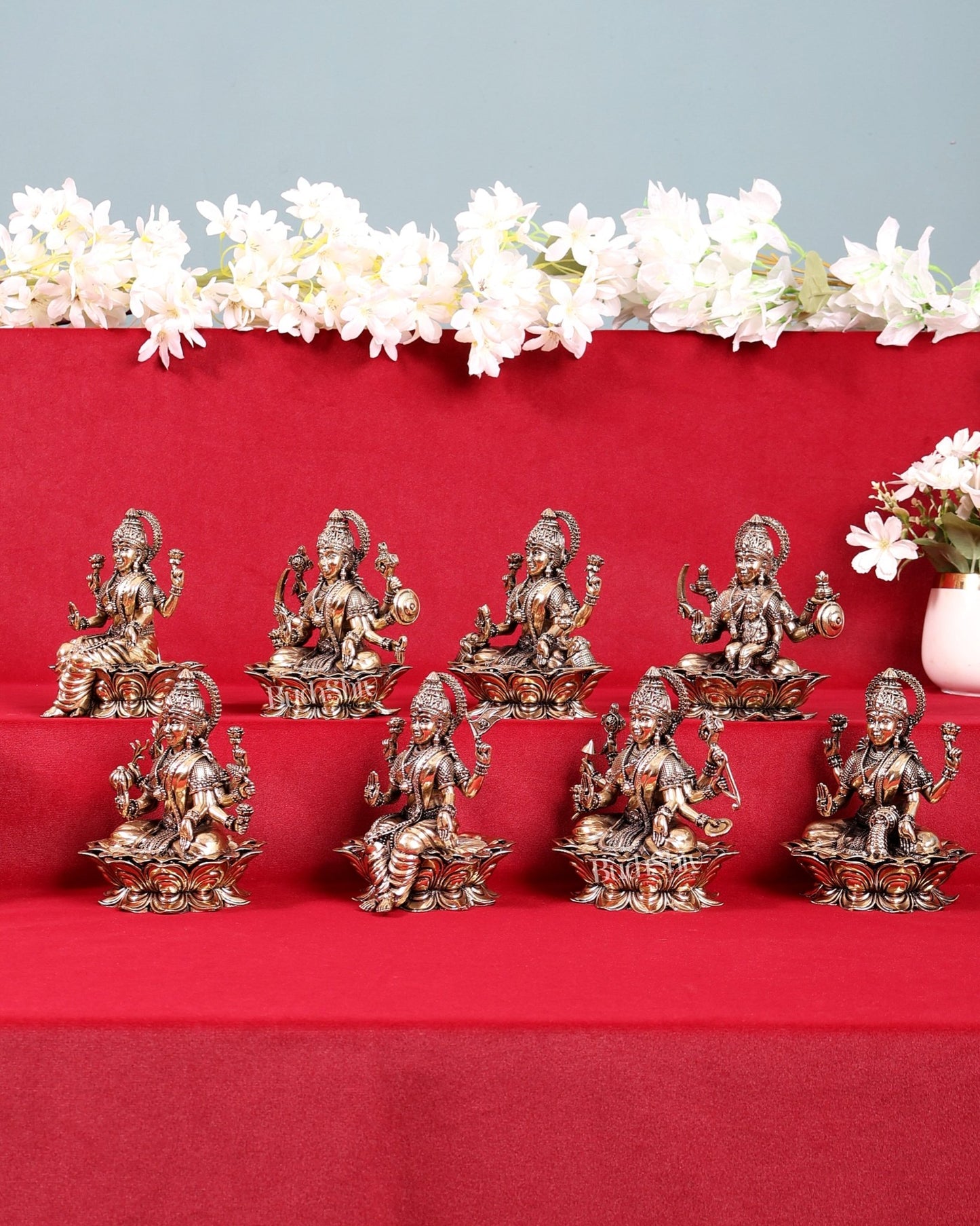 Brass Superfine Ashtalakshmi Idol Set – Eight Forms of Goddess Lakshmi (5 Inches Each) - Budhshiv.com