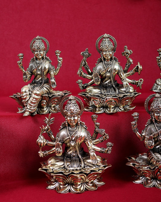 Brass Superfine Ashtalakshmi Idol Set – Eight Forms of Goddess Lakshmi (5 Inches Each) - Budhshiv.com