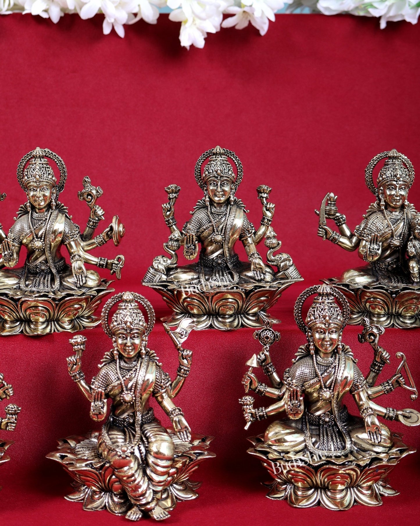 Brass Superfine Ashtalakshmi Idol Set – Eight Forms of Goddess Lakshmi (5 Inches Each) - Budhshiv.com