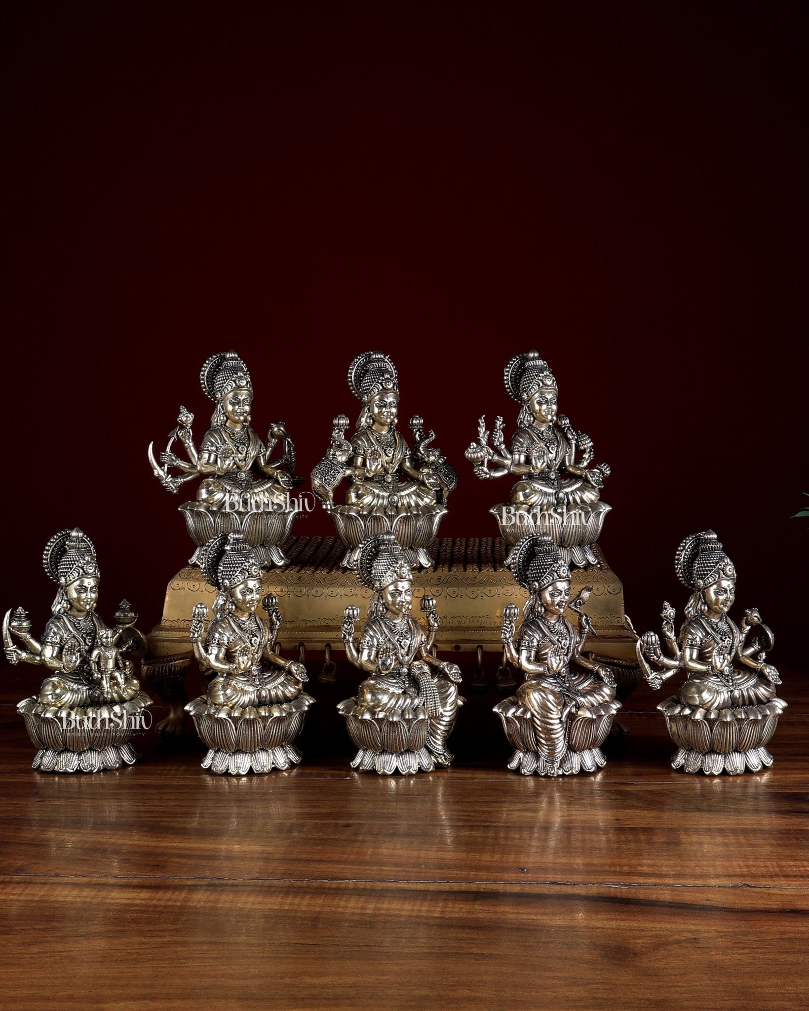 Brass Superfine Ashtalakshmi Idols 6" – Set of 8 Goddesses - Budhshiv.com