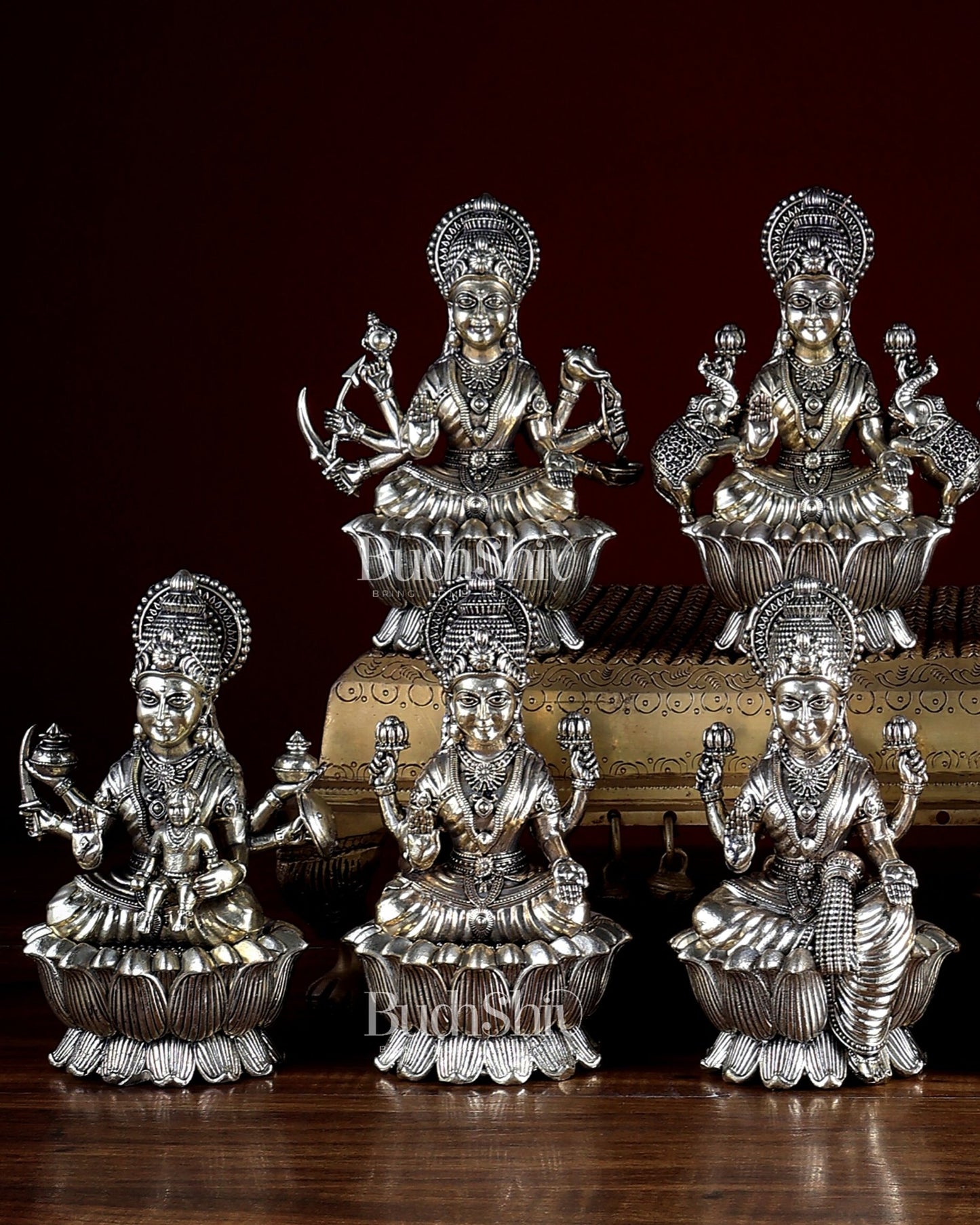 Brass Superfine Ashtalakshmi Idols 6" – Set of 8 Goddesses - Budhshiv.com