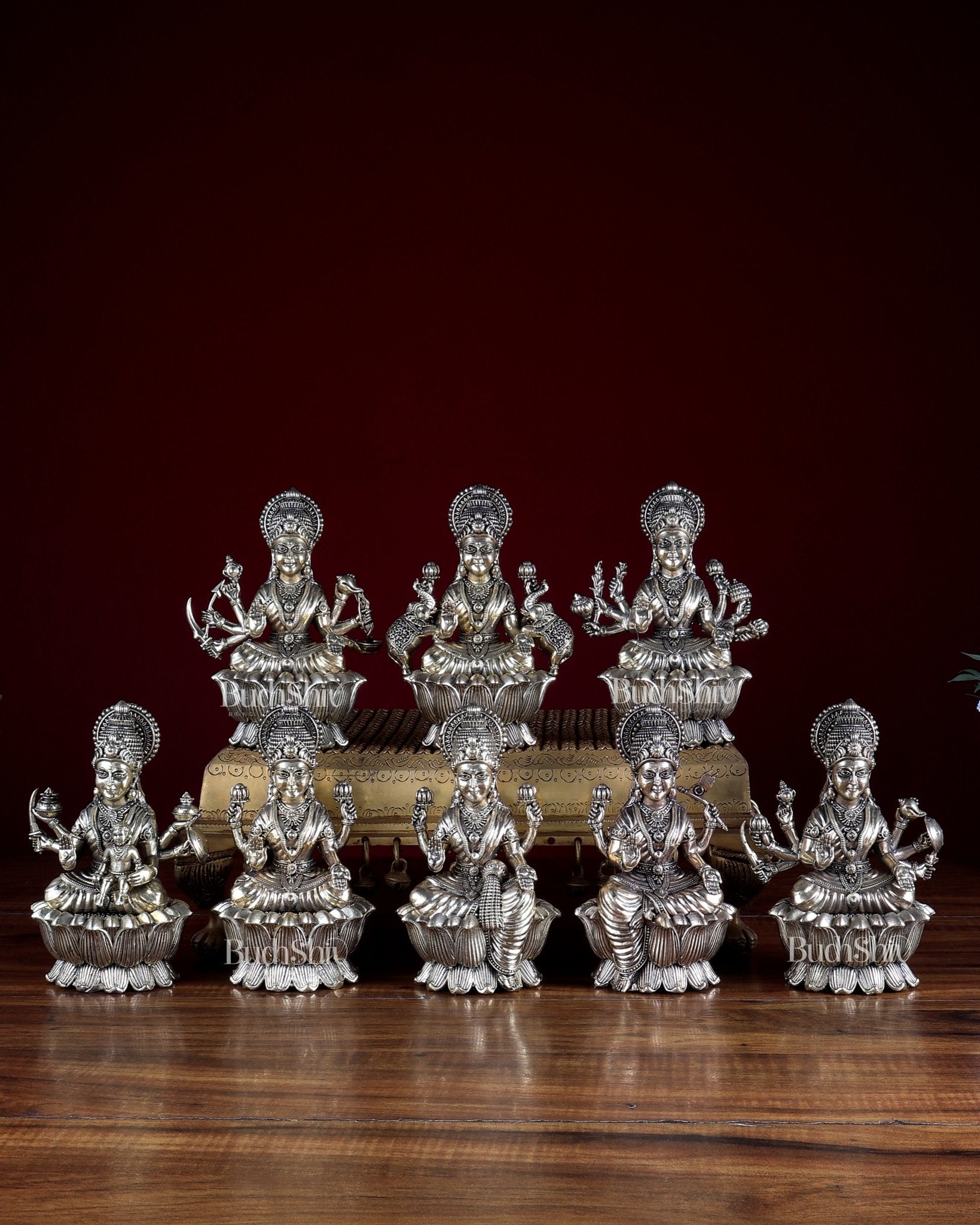 Brass Superfine Ashtalakshmi Idols 6" – Set of 8 Goddesses - Budhshiv.com
