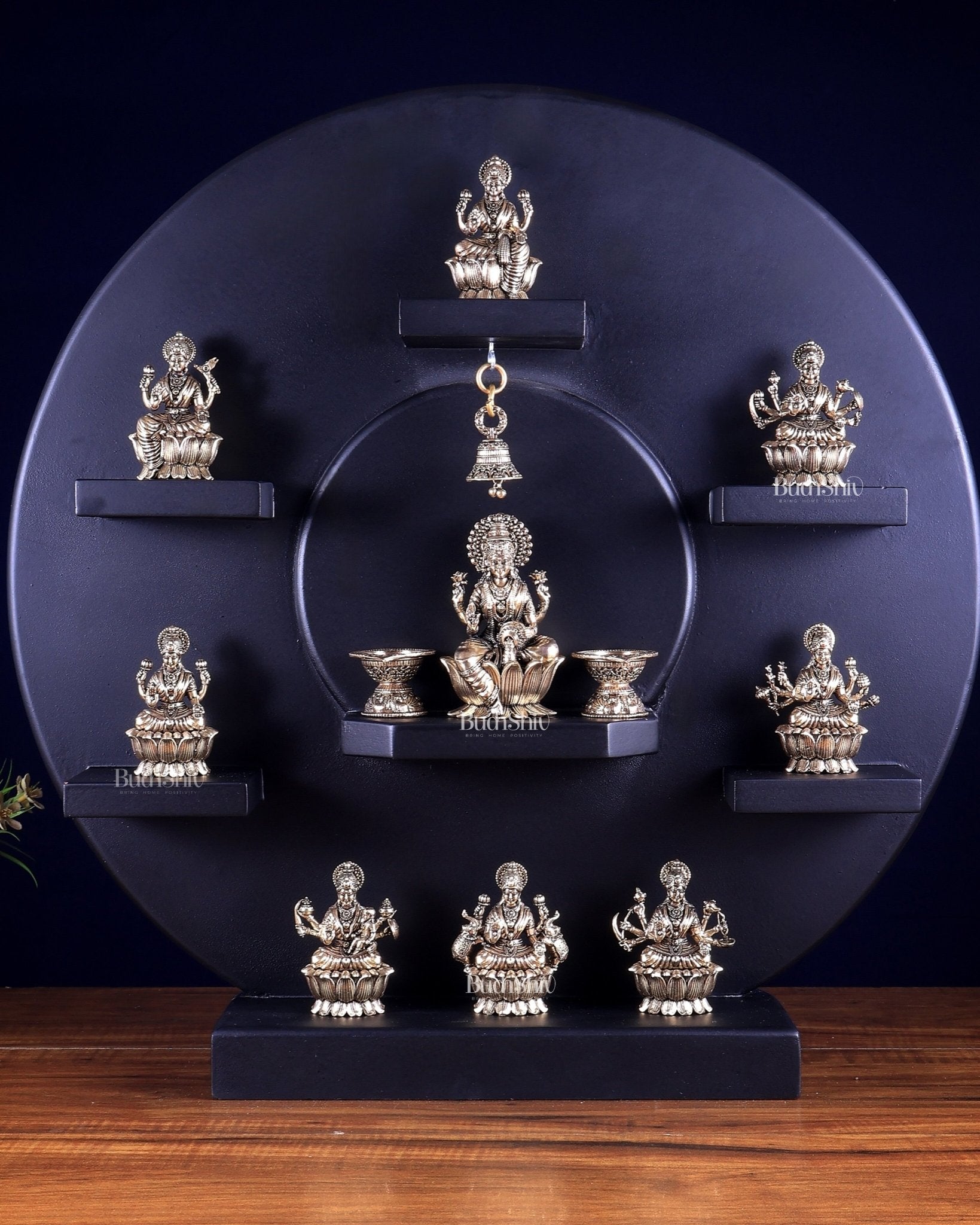 Brass Superfine Ashtalakshmi Idols with Mahalakshmi on MDF Panel 20 inch - Budhshiv.com