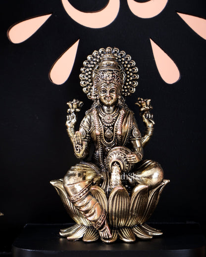 Brass Superfine Ashtalakshmi Set with Mahalakshmi Idol on MDF Frame (15 Inch) - Budhshiv.com
