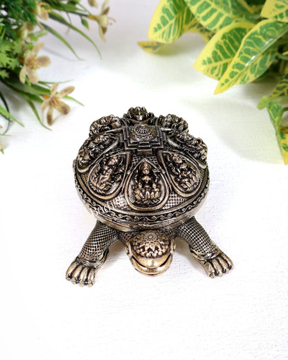 Brass Superfine Ashtalakshmi Shri Yantra on Kurma Tortoise Idol | Highly Detailed 4 inches wide - Budhshiv.com