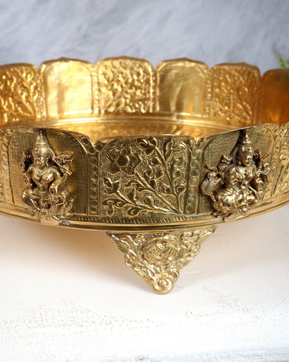 Brass Superfine Ashtalakshmi Urli – Auspicious Decorative Bowl - Budhshiv.com