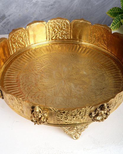 Brass Superfine Ashtalakshmi Urli – Auspicious Decorative Bowl - Budhshiv.com