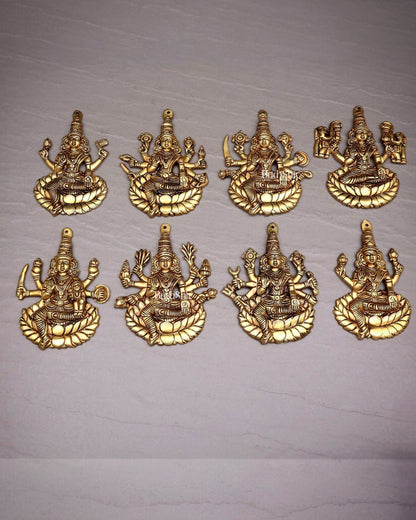 Brass Superfine Ashtalakshmi Wall Hanging Set – Intricate Detailing 5.5" - Budhshiv.com