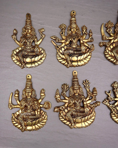 Brass Superfine Ashtalakshmi Wall Hanging Set – Intricate Detailing 5.5" - Budhshiv.com