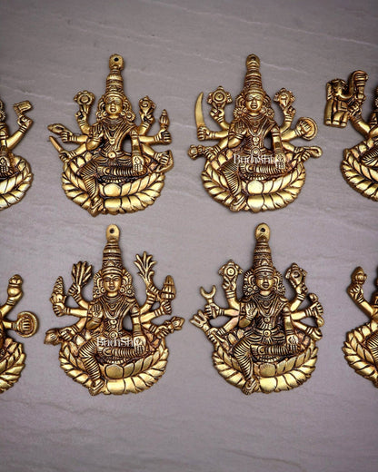 Brass Superfine Ashtalakshmi Wall Hanging Set – Intricate Detailing 5.5" - Budhshiv.com