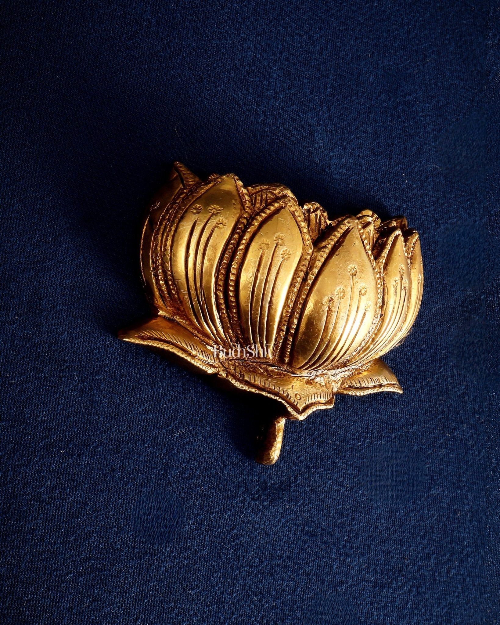 Brass Superfine Auspicious Lotus (Kamal) Wall Hanging – Temple or Home Decor 4" - Budhshiv.com