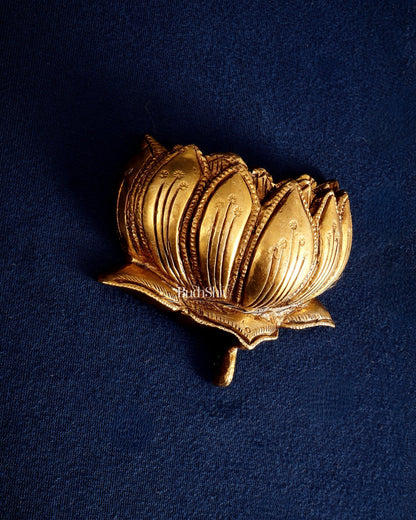Brass Superfine Auspicious Lotus (Kamal) Wall Hanging – Temple or Home Decor 4" - Budhshiv.com