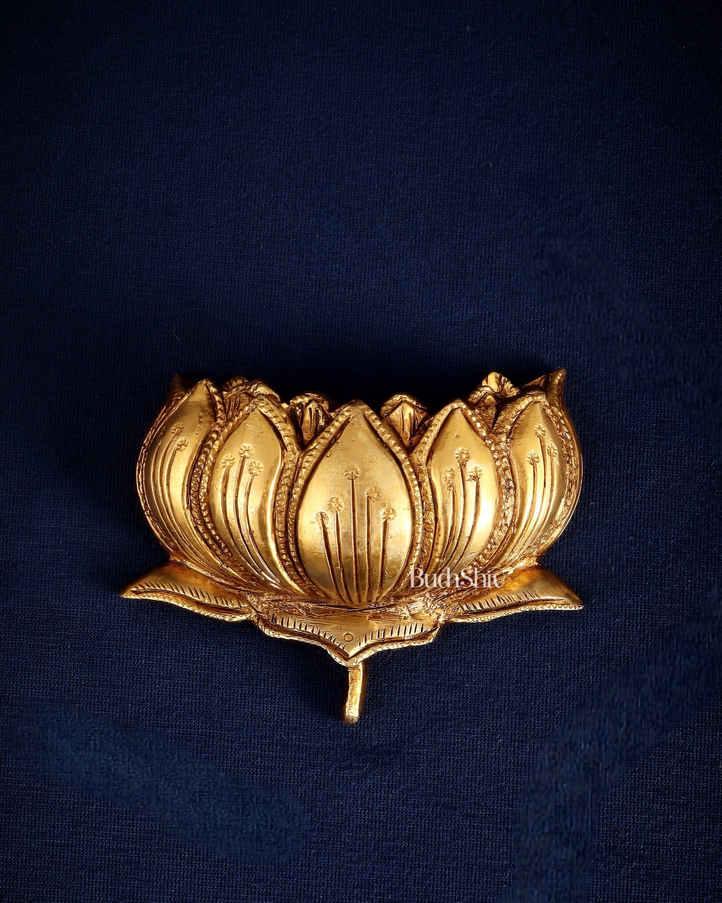 Brass Superfine Auspicious Lotus (Kamal) Wall Hanging – Temple or Home Decor 4" - Budhshiv.com