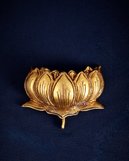 Brass Superfine Auspicious Lotus (Kamal) Wall Hanging – Temple or Home Decor 4" - Budhshiv.com
