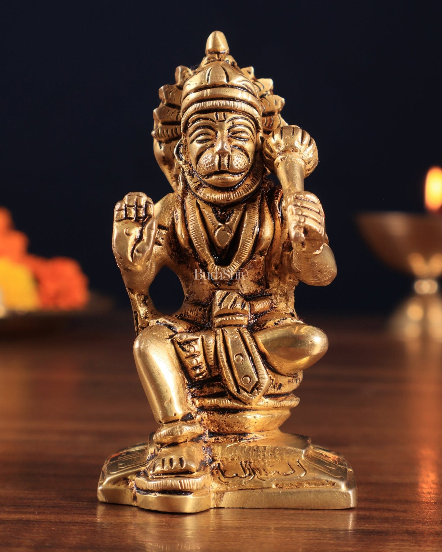 Brass Superfine Blessing Hanuman Idol 3.5" – Symbol of Strength & Devotion - Budhshiv.com