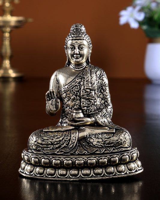 Brass Superfine Buddha Blessing Idol 4 inch - Budhshiv.com