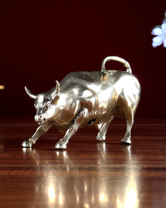 Brass Superfine Charging Bull Vastu Showpiece 5 inch - Budhshiv.com