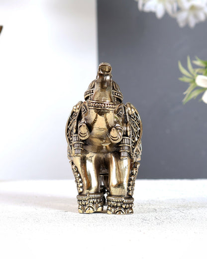 Brass Superfine Crowned Elephant – Elegant Decorative Showpiece 5 inch - Budhshiv.com