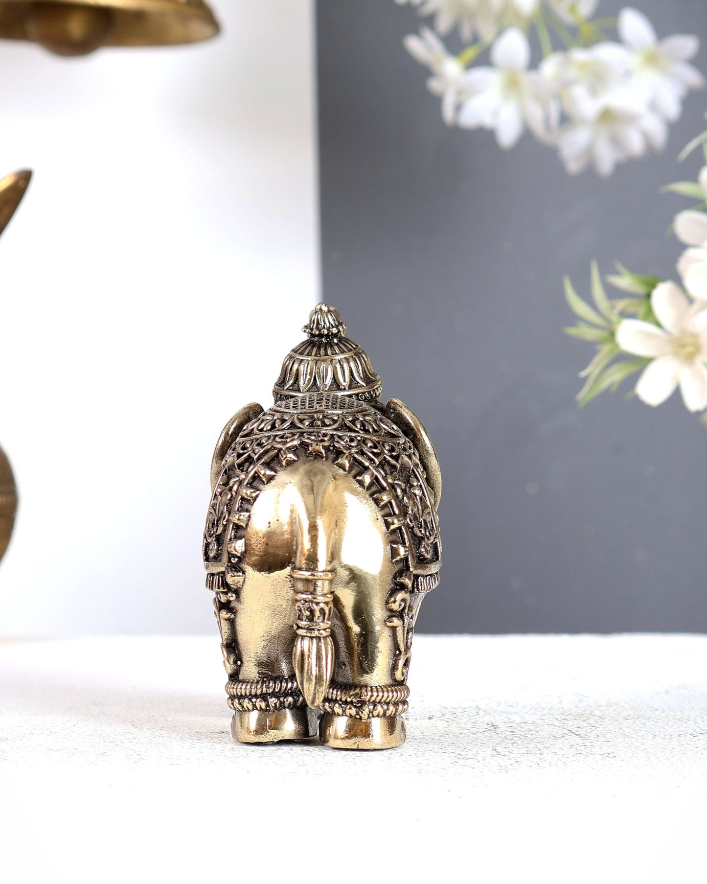 Brass Superfine Crowned Elephant – Elegant Decorative Showpiece 5 inch - Budhshiv.com