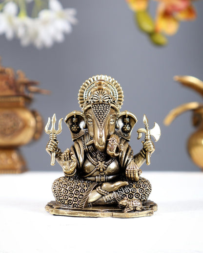 Brass Superfine Dagduseth Ganapati Idol 3 inch - Budhshiv.com
