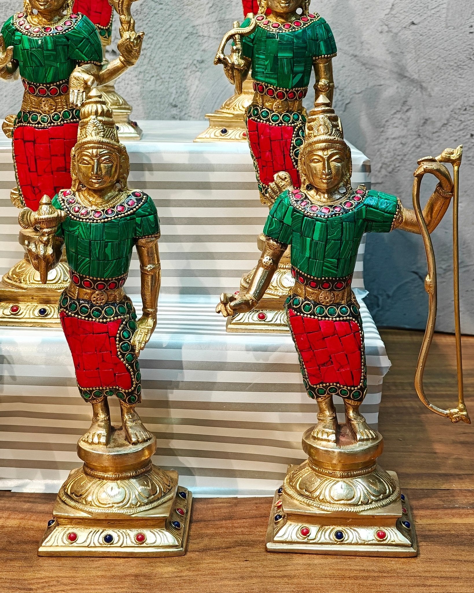 Brass Superfine Dashavatar Idols with stonework 10" - Budhshiv.com