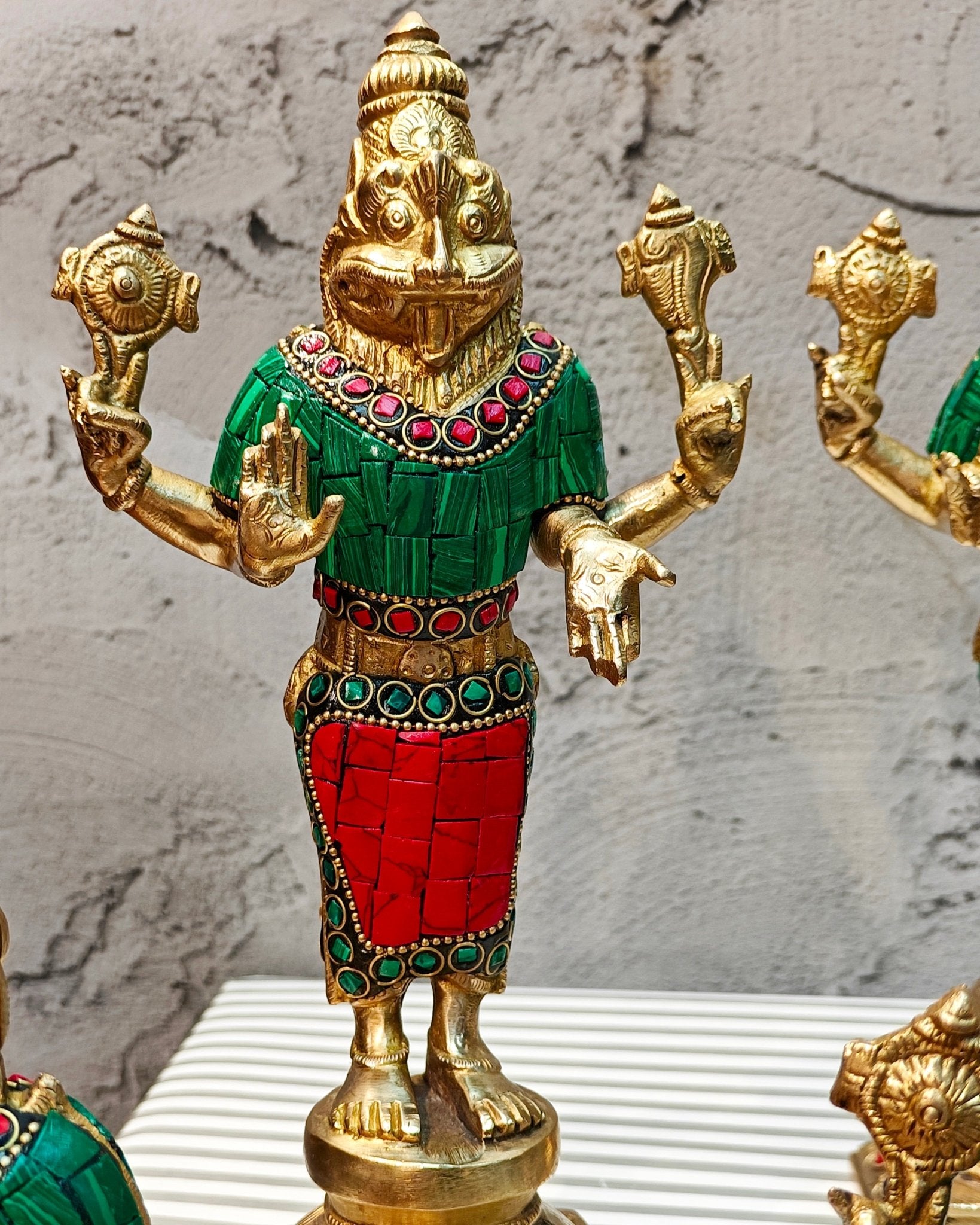 Brass Superfine Dashavatar Idols with stonework 10" - Budhshiv.com