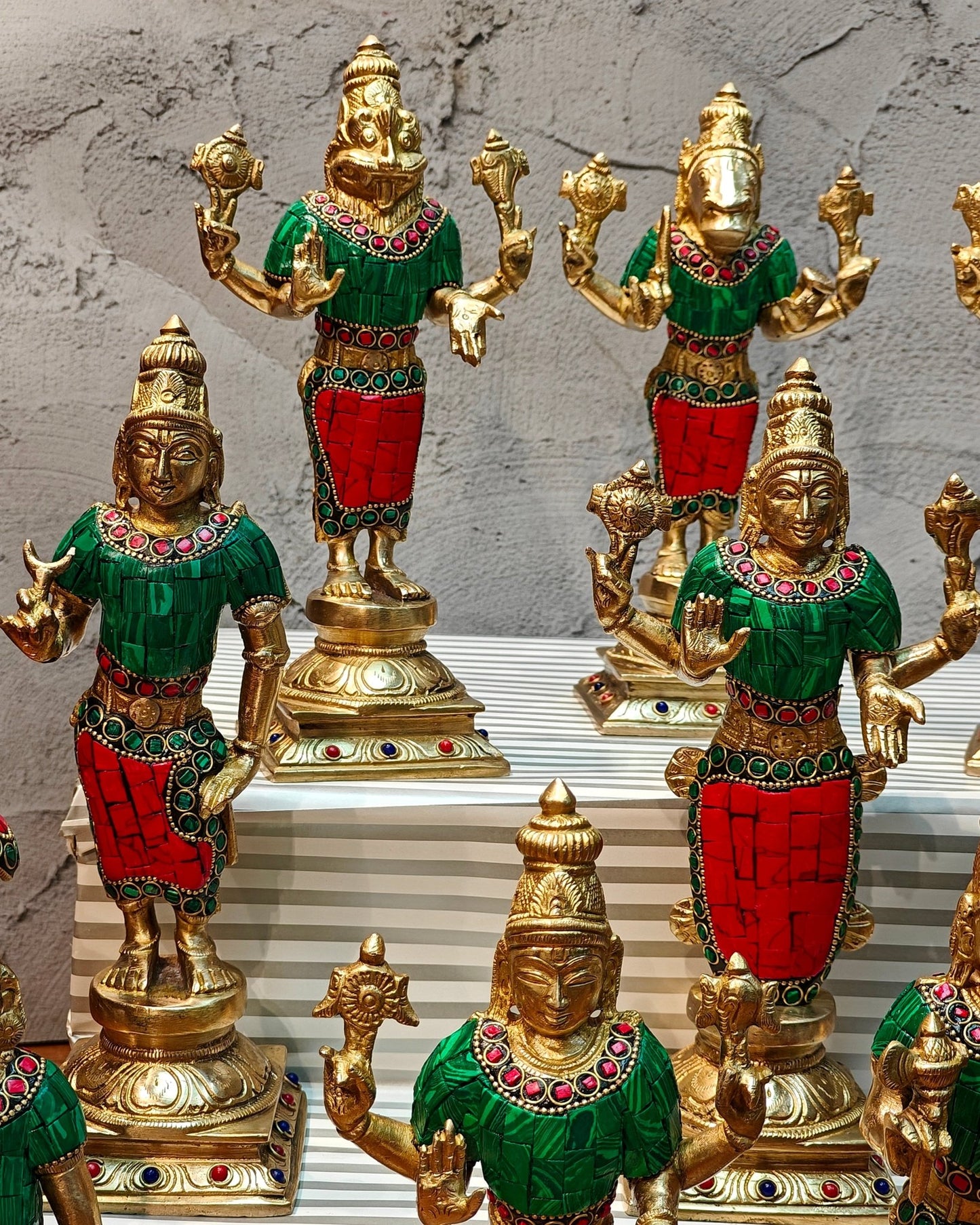 Brass Superfine Dashavatar Idols with stonework 10" - Budhshiv.com