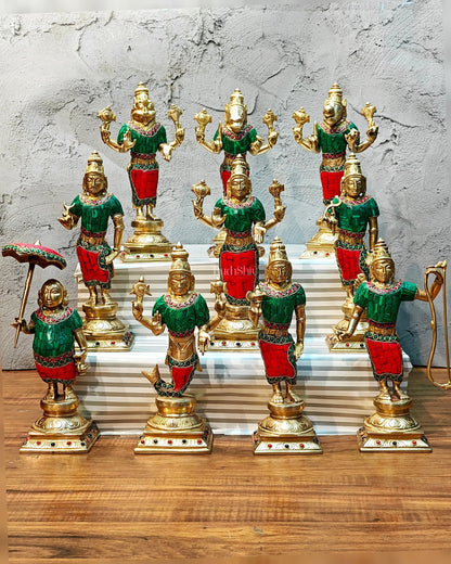 Brass Superfine Dashavatar Idols with stonework 10" - Budhshiv.com