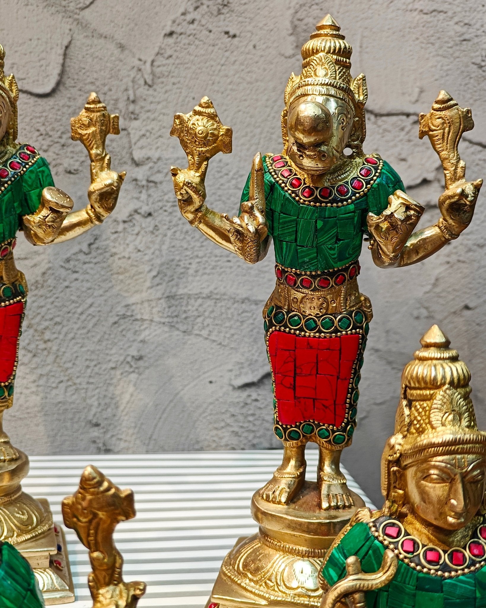 Brass Superfine Dashavatar Idols with stonework 10" - Budhshiv.com