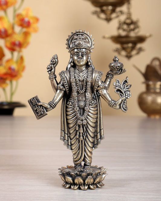 Brass Superfine Dhanvantri Idol – 6" Divine Ayurvedic God Sculpture - Budhshiv.com