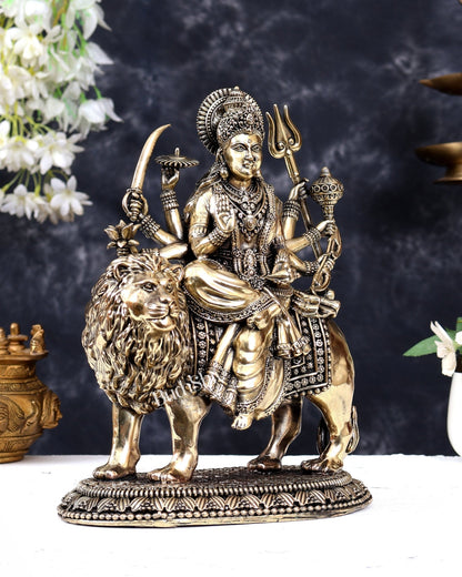 Brass Superfine Durga Ambe Mata Statue with Base 10.5 inch - Budhshiv.com