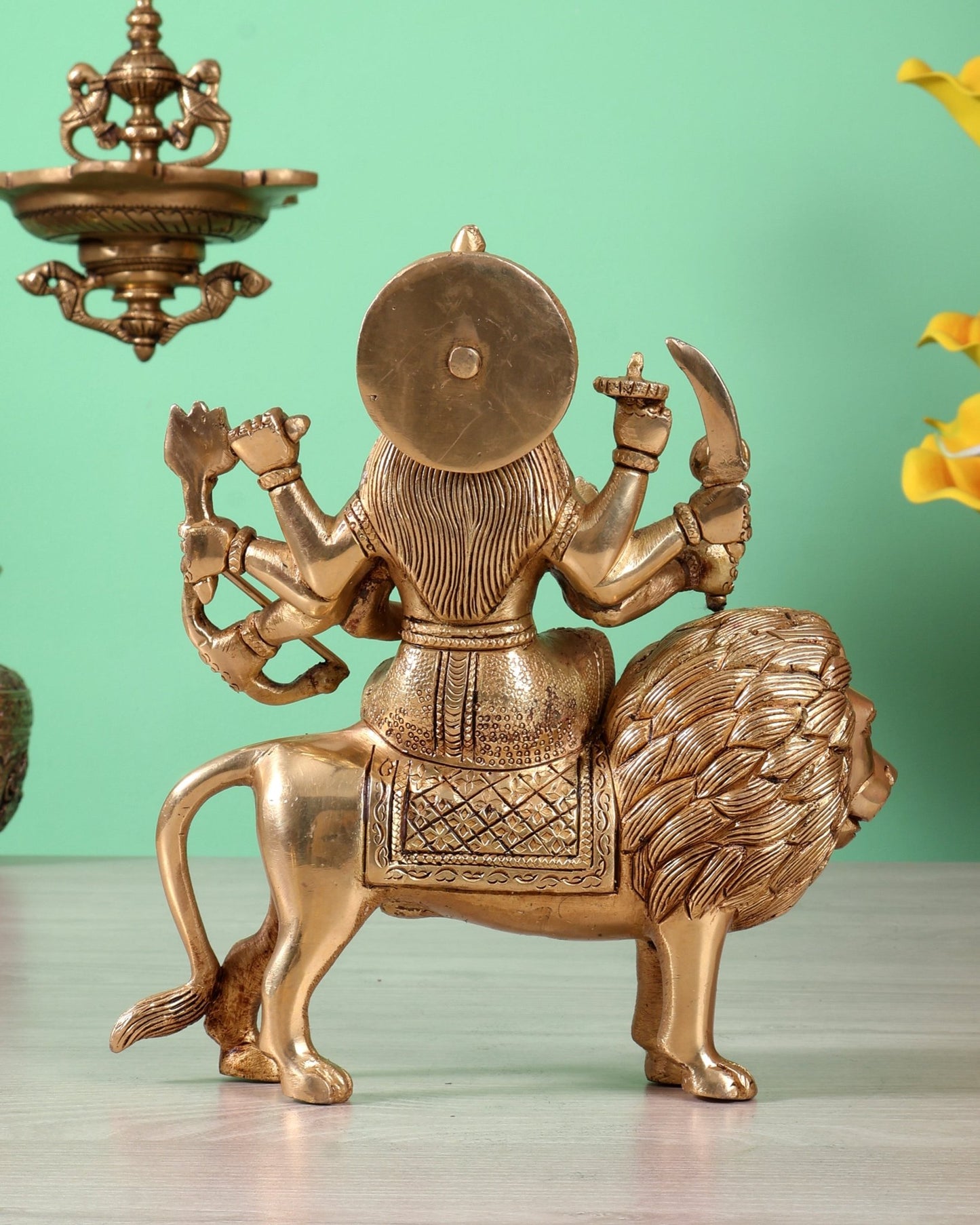 Brass Superfine Durga ma statue 8.5" - Budhshiv.com
