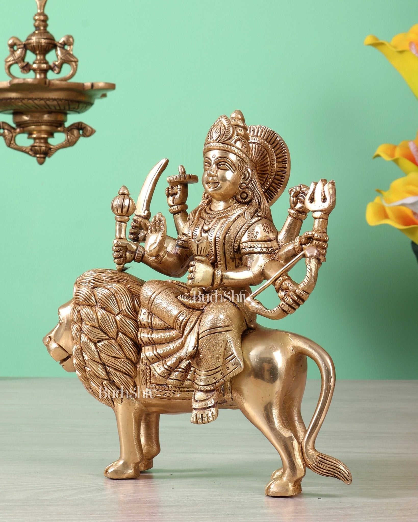 Brass Superfine Durga ma statue 8.5" - Budhshiv.com