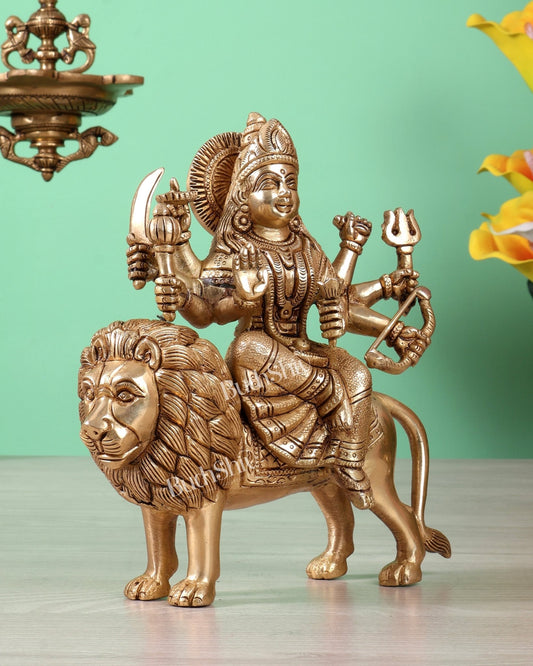 Brass Superfine Durga ma statue 8.5" - Budhshiv.com