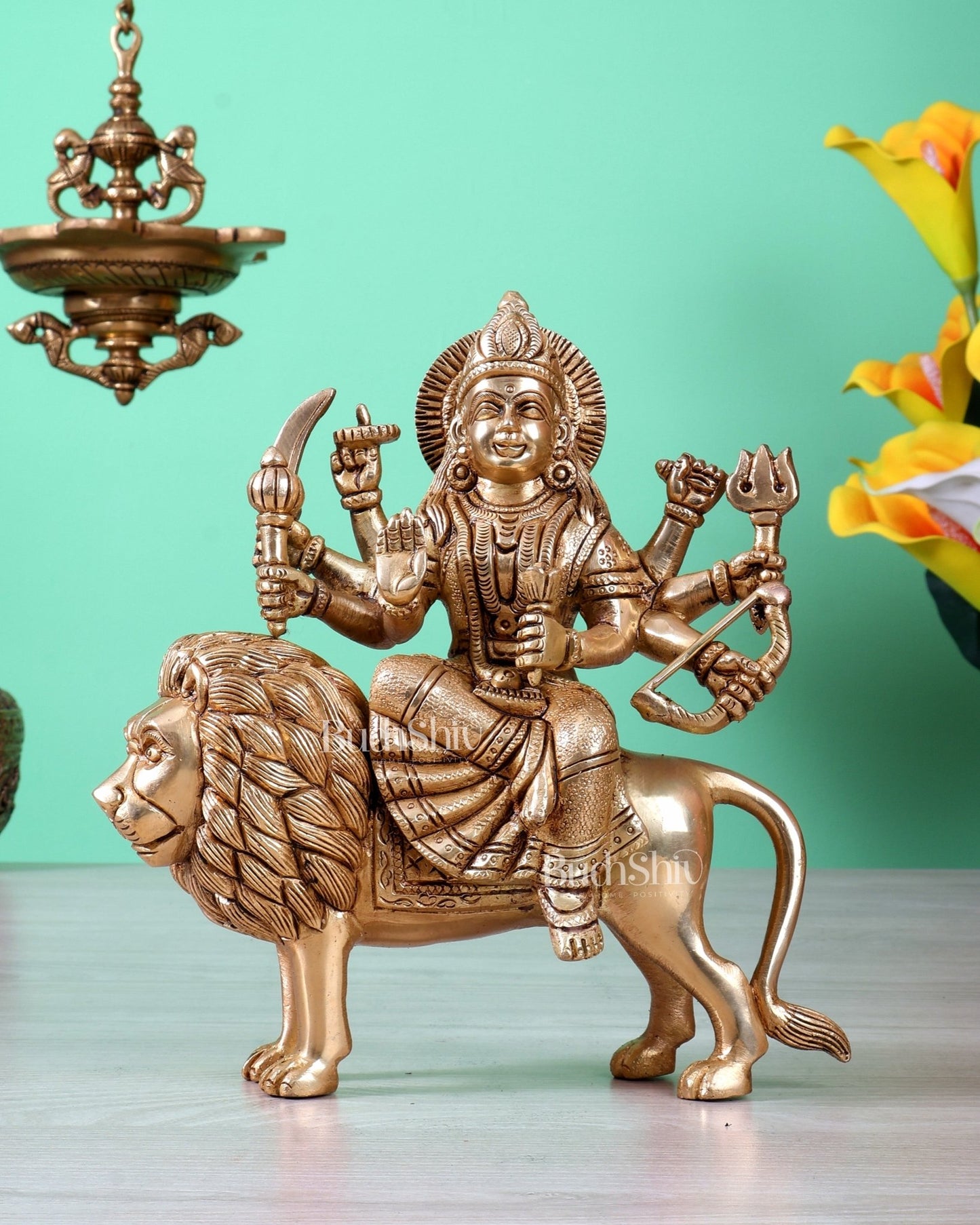 Brass Superfine Durga ma statue 8.5" - Budhshiv.com