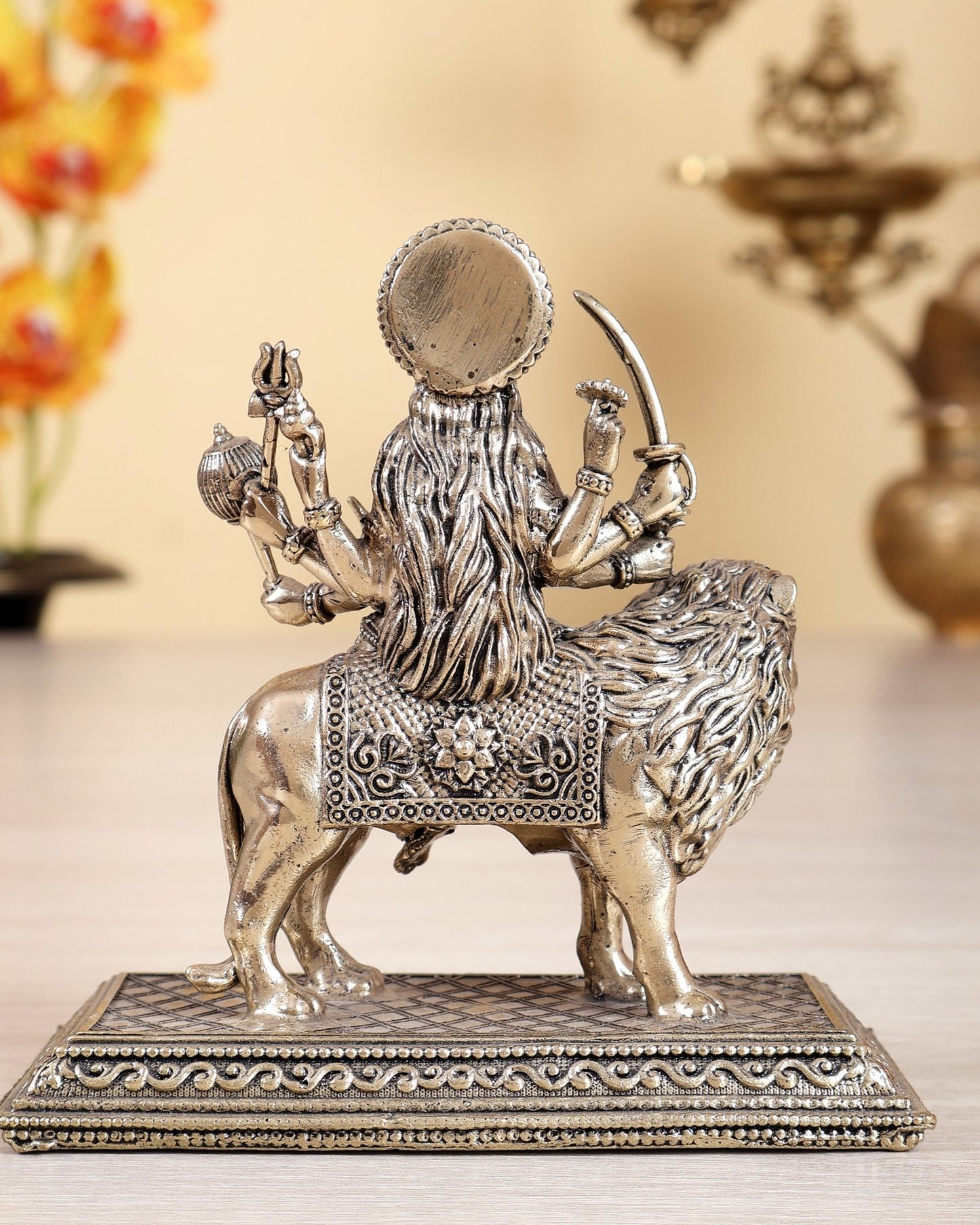 Brass Superfine Durga Maa Ambe Idol with Base – 4.5 Inch Divine Murti - Budhshiv.com