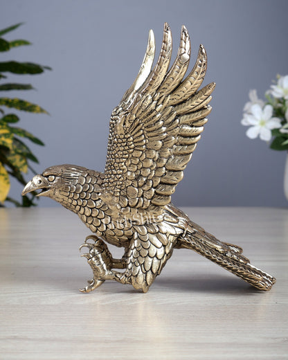 Brass Superfine Eagle Statue – Handcrafted Decorative Sculpture 6.5" - Budhshiv.com