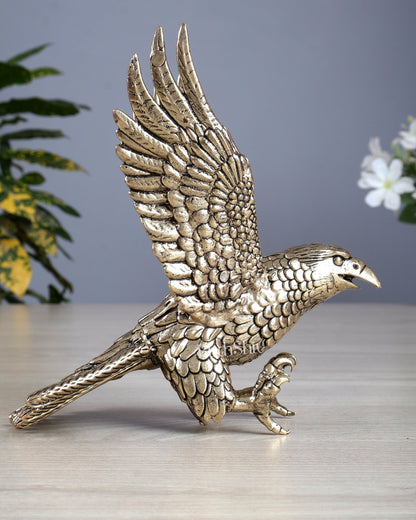 Brass Superfine Eagle Statue – Handcrafted Decorative Sculpture 6.5" - Budhshiv.com