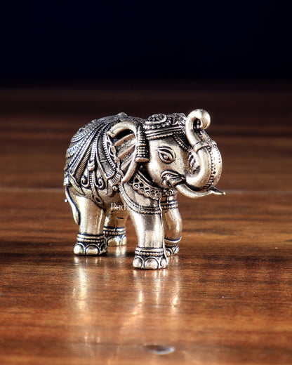 Brass Superfine Elephant Miniature Idol – Showpiece & Gift 2 inch - Budhshiv.com