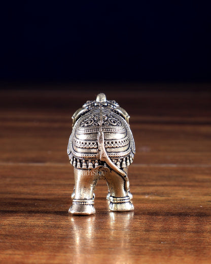 Brass Superfine Elephant Miniature Idol – Showpiece & Gift 2 inch - Budhshiv.com