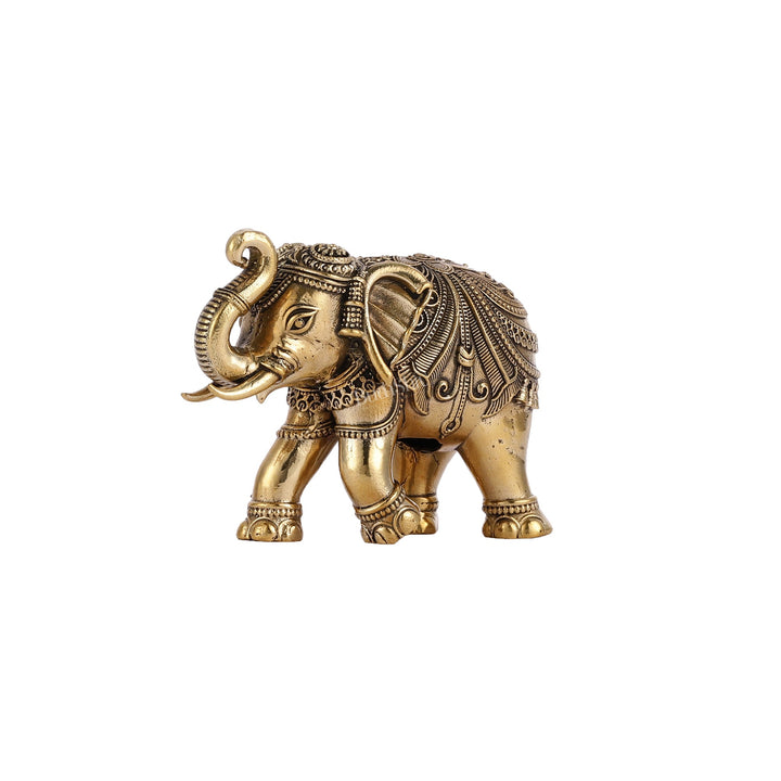 Brass Superfine Elephant Miniature Showpiece 3" - Budhshiv.com