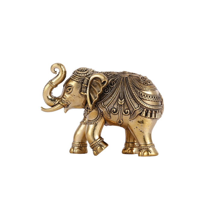 Brass Superfine Elephant Miniature Showpiece 3" - Budhshiv.com