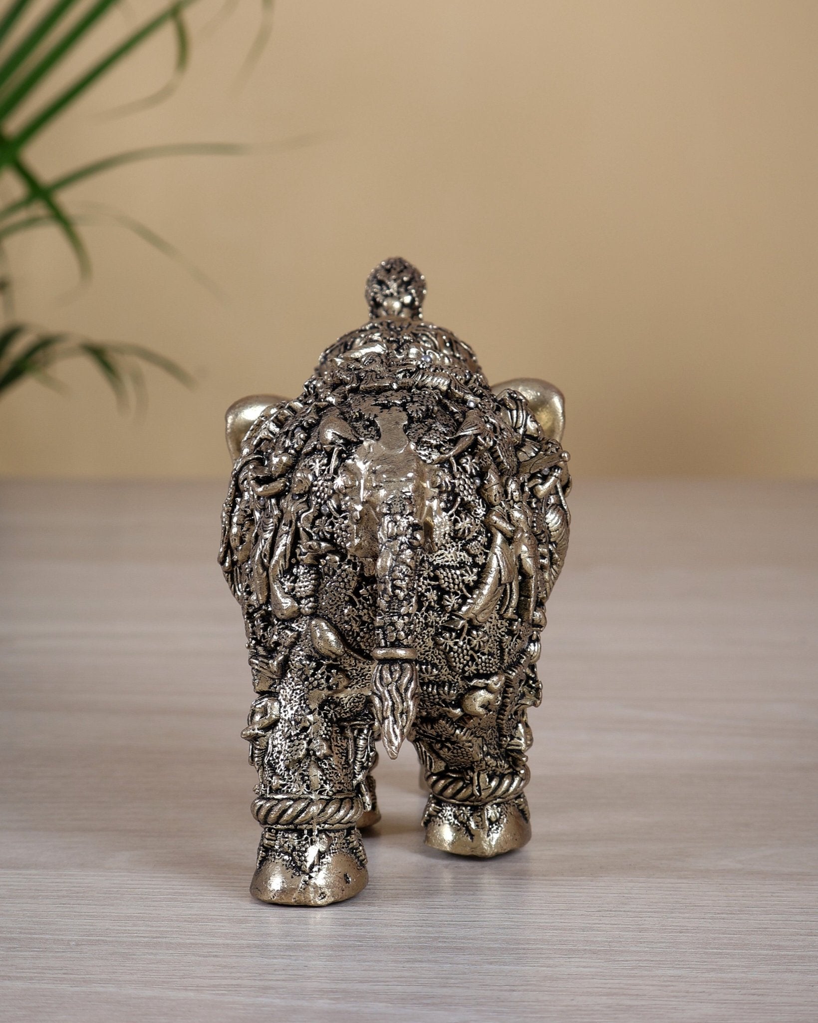 Brass Superfine Elephant Radha Krishna Design – Fully Engraved Masterpiece 5.5" - Budhshiv.com