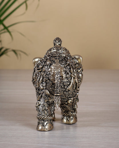 Brass Superfine Elephant Radha Krishna Design – Fully Engraved Masterpiece 5.5" - Budhshiv.com