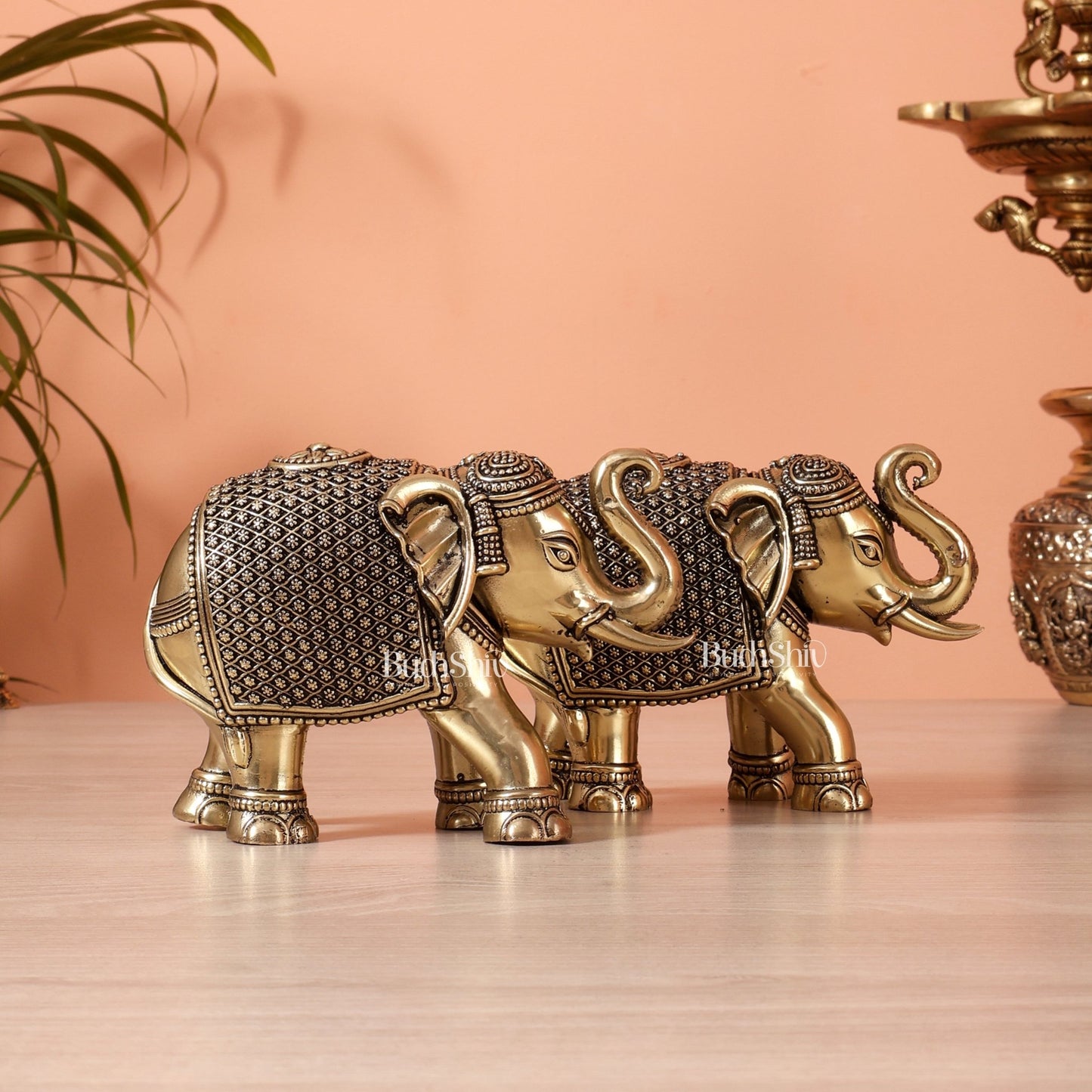 Brass Superfine Elephant Showpiece pair (5.5 Inch, 940 gm) - Budhshiv.com