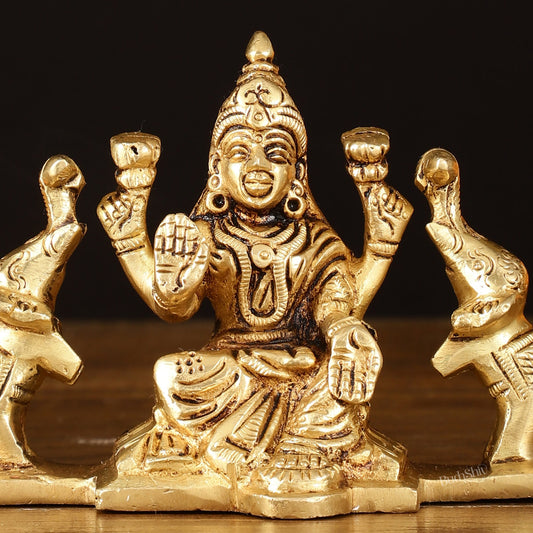 Brass Superfine Gajalakshmi Idol - 3" Divine Sculpture - Budhshiv.com