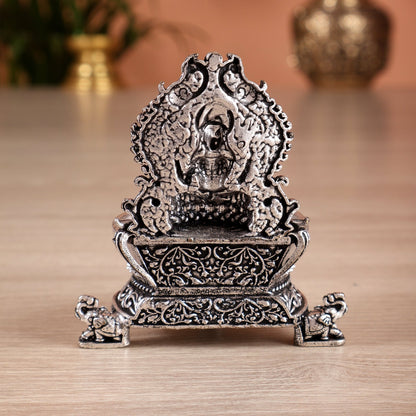 Brass Superfine Gajalakshmi Kamatchi Vilakku – Silver Plated Oil Lamp Diya (2.7 Inches) - Budhshiv.com